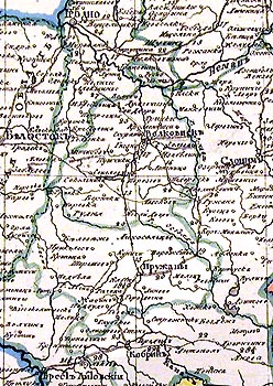 Фрагмент карты Гродненской губернии (1860 г.)